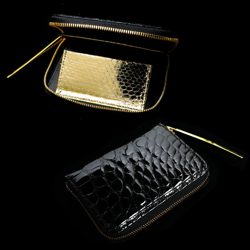 価格と品質のバランスに優れた人気ブランドのメンズミニ財布は、池田工芸のクロコダイル マルチウォレット ブラック
