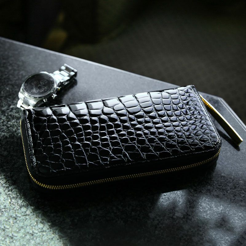 金運がアップする財布は、池田工芸のクロコダイルラウンドビッグウォレット 「グランデクラス”」ブラック