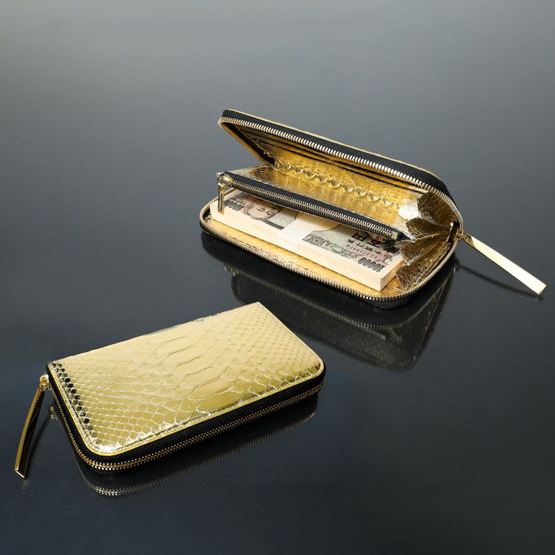 春財布におすすめの人気レディースブランド財布は池田工芸のオールゴールドパイソン ミリオンウォレットです