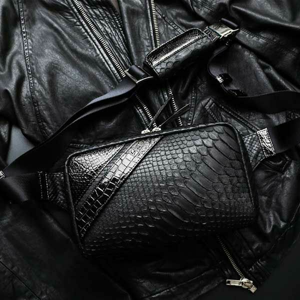 クロコダイル　バッグ　①　ブラック 池田工芸】《リニューアル》最高峰素材の競演。ハイエンドモデル