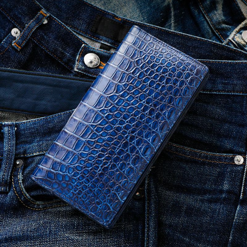 日本製クロコダイル財布のおすすめは、池田工芸の 藍染めクロコダイル ホールカット無双仕立てビルケース