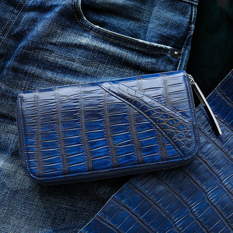 日本製クロコダイル財布のおすすめは、池田工芸の 藍染めクロコダイル ラウンドウォレット 「七宝」